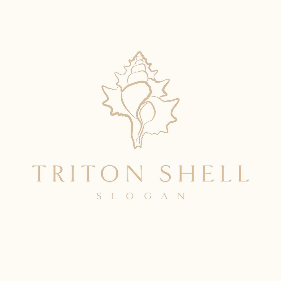 tritone conchiglia vettore logo design. boemo viaggio logo modello.