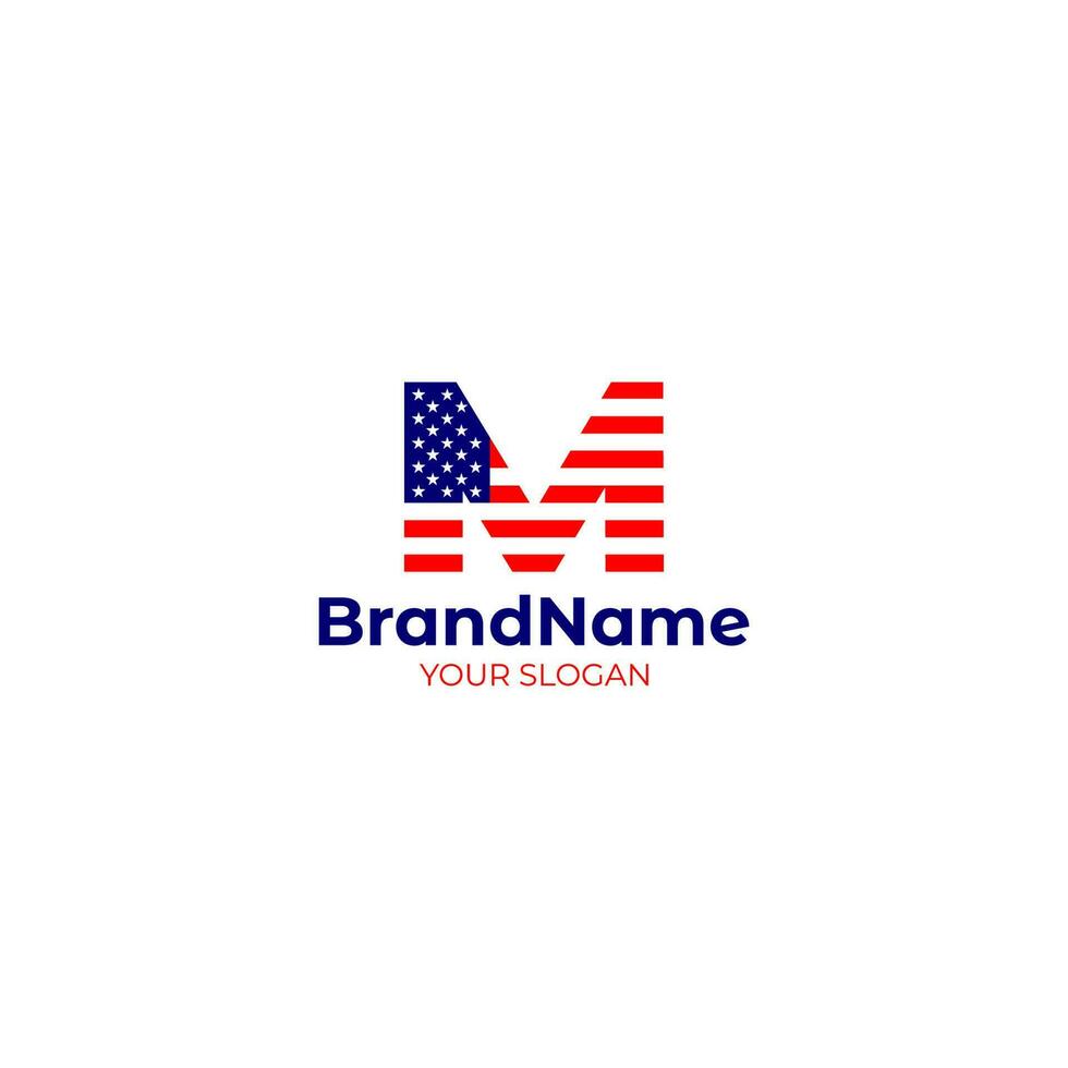 m americano bandiera logo design vettore