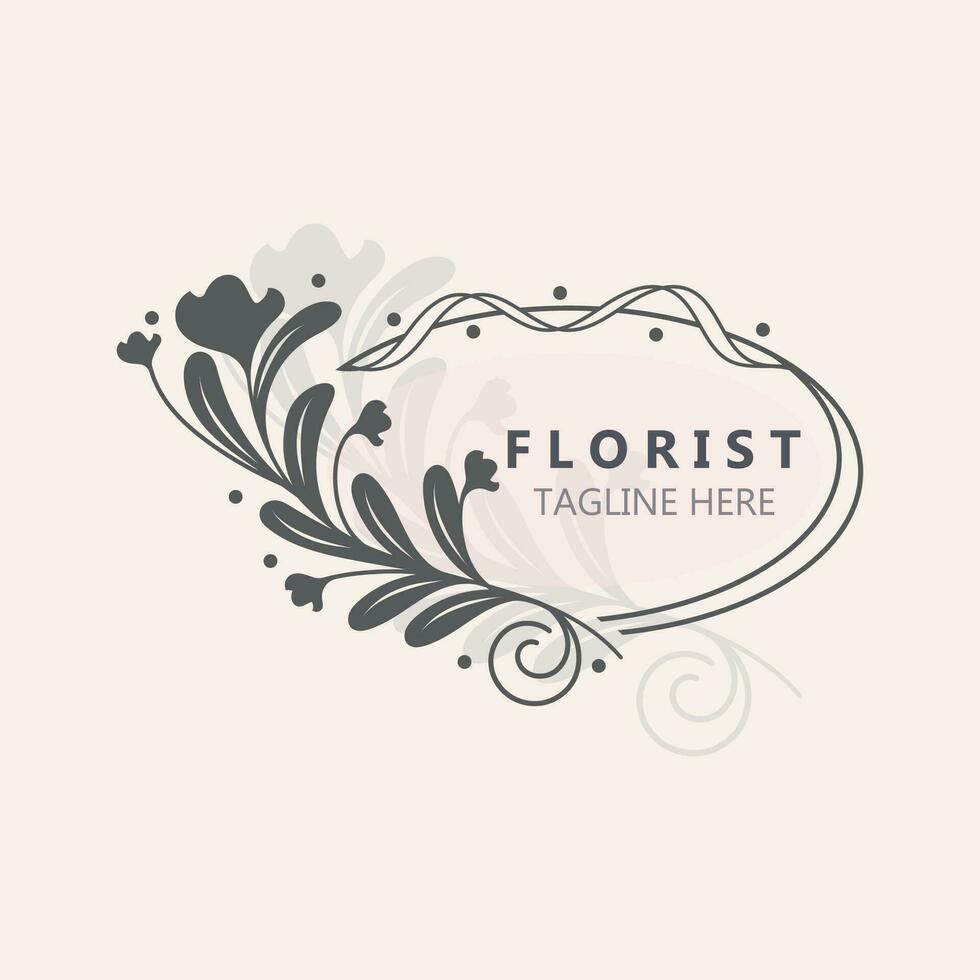 fioraio logo bellissimo floreale foglia e fiore vettore arte, icona grafico decorazione attività commerciale nozze modello