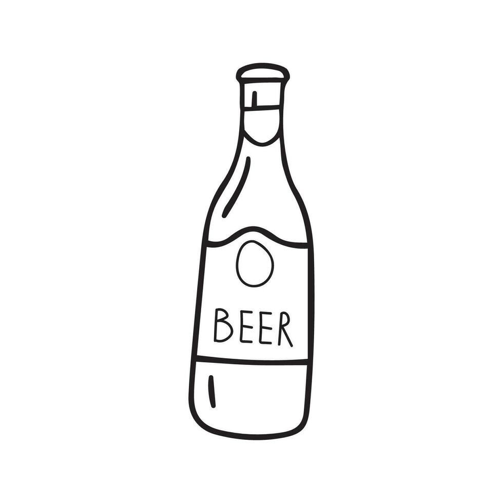 mano disegnato vettore illustrazione di birra bottiglia.