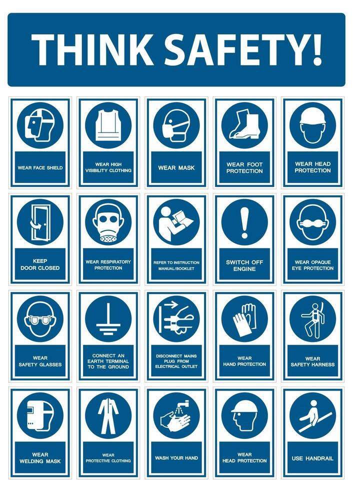 DPI di sicurezza deve essere indossato segno isolato su sfondo bianco, illustrazione vettoriale eps.10