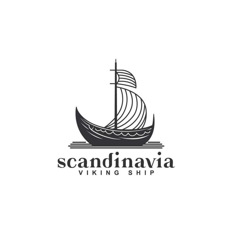 Scandinavia icona logo design modello. lusso vichingo nave da guerra simbolo vettore illustrazione