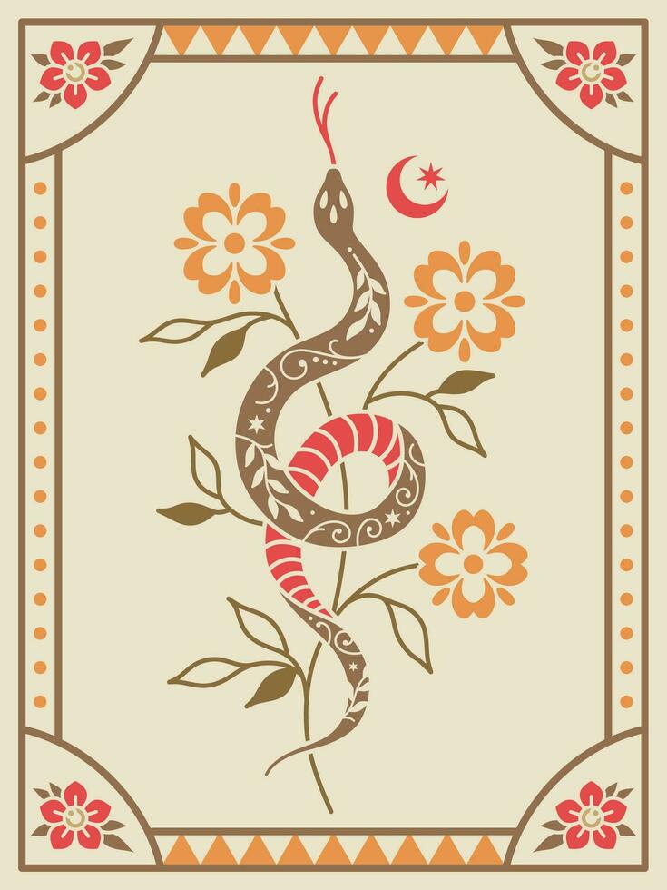 fiore e serpente disegno, qualità vettore design.