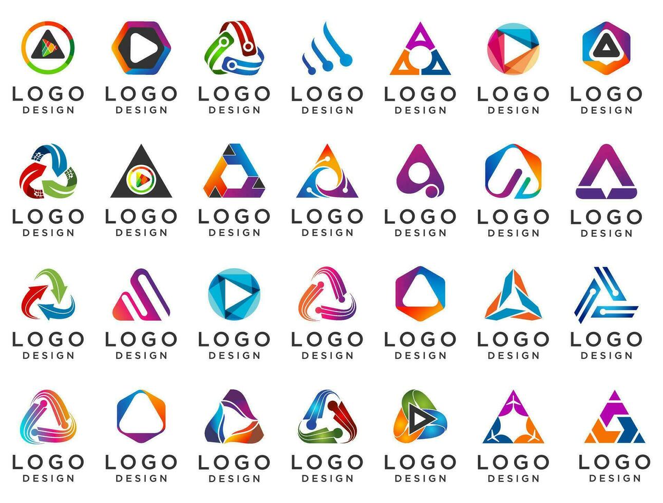 astratto triangolo logo vettore icona impostare, astratto triangolo logo e App icona per moderno App logo design