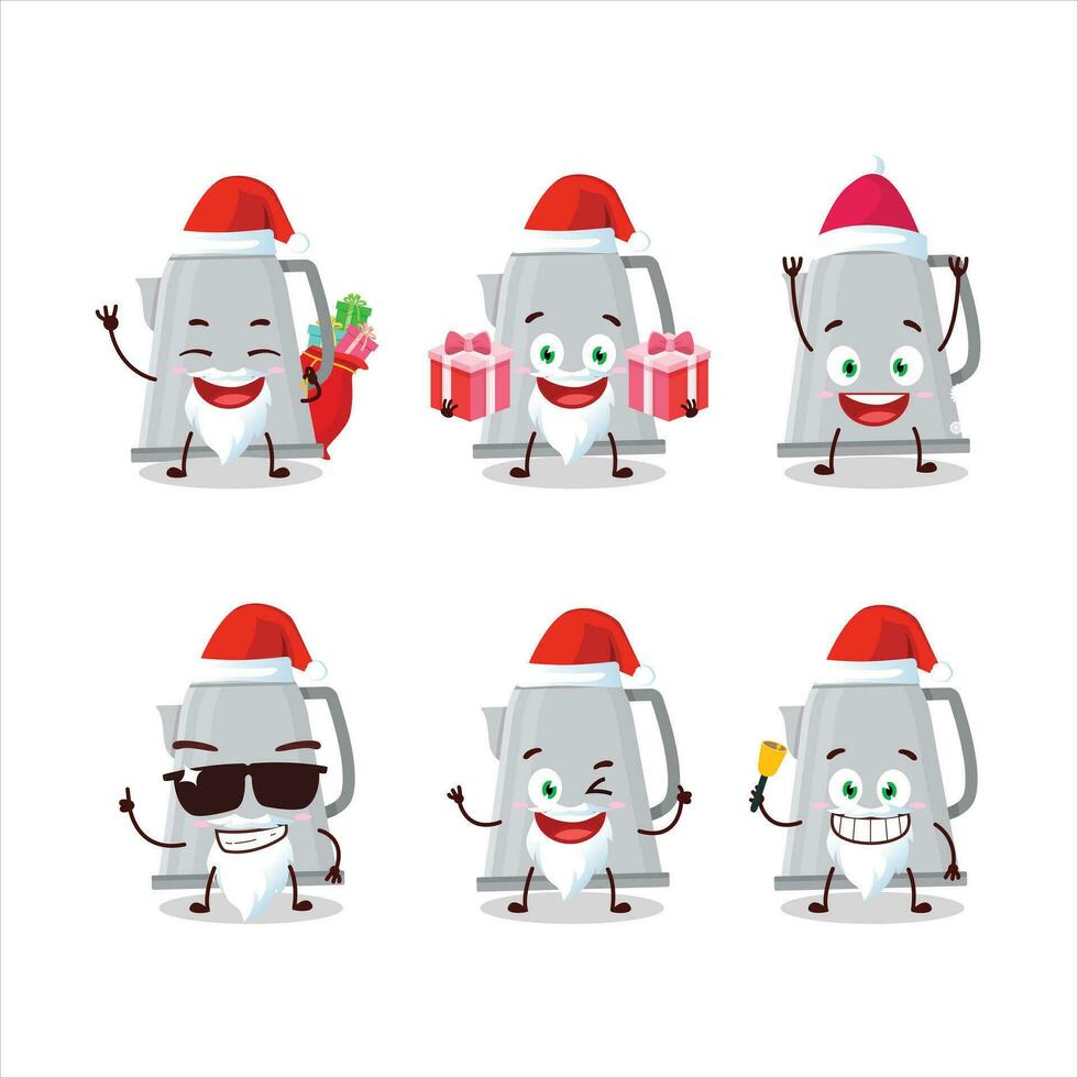 Santa Claus emoticon con elettrico bollitore cartone animato personaggio vettore