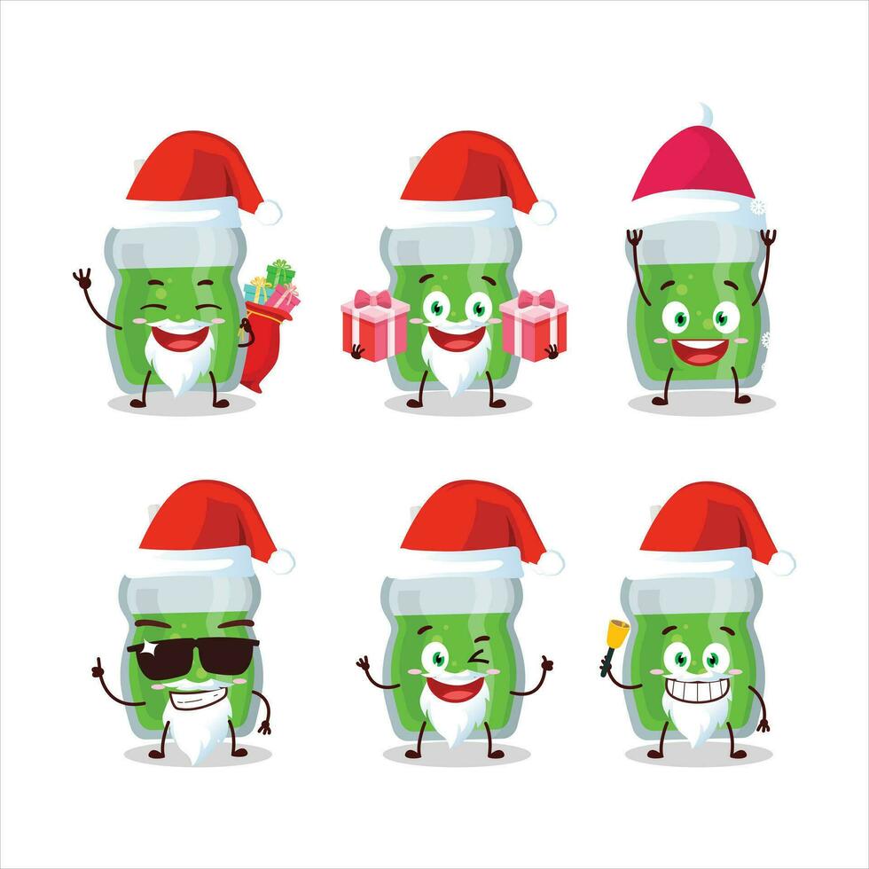 Santa Claus emoticon con avocado succo cartone animato personaggio vettore