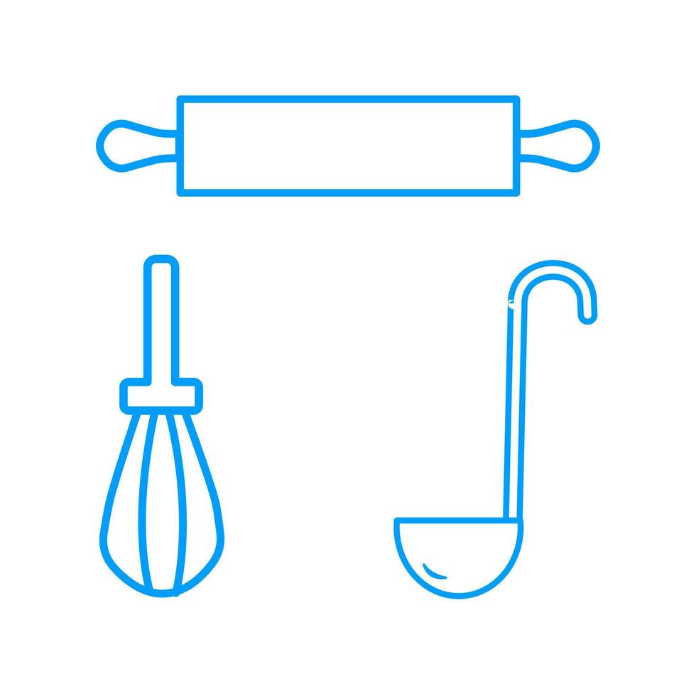frusta, rotolamento perno e mestolo isolato su bianca sfondo. vettore illustrazione eps 10.