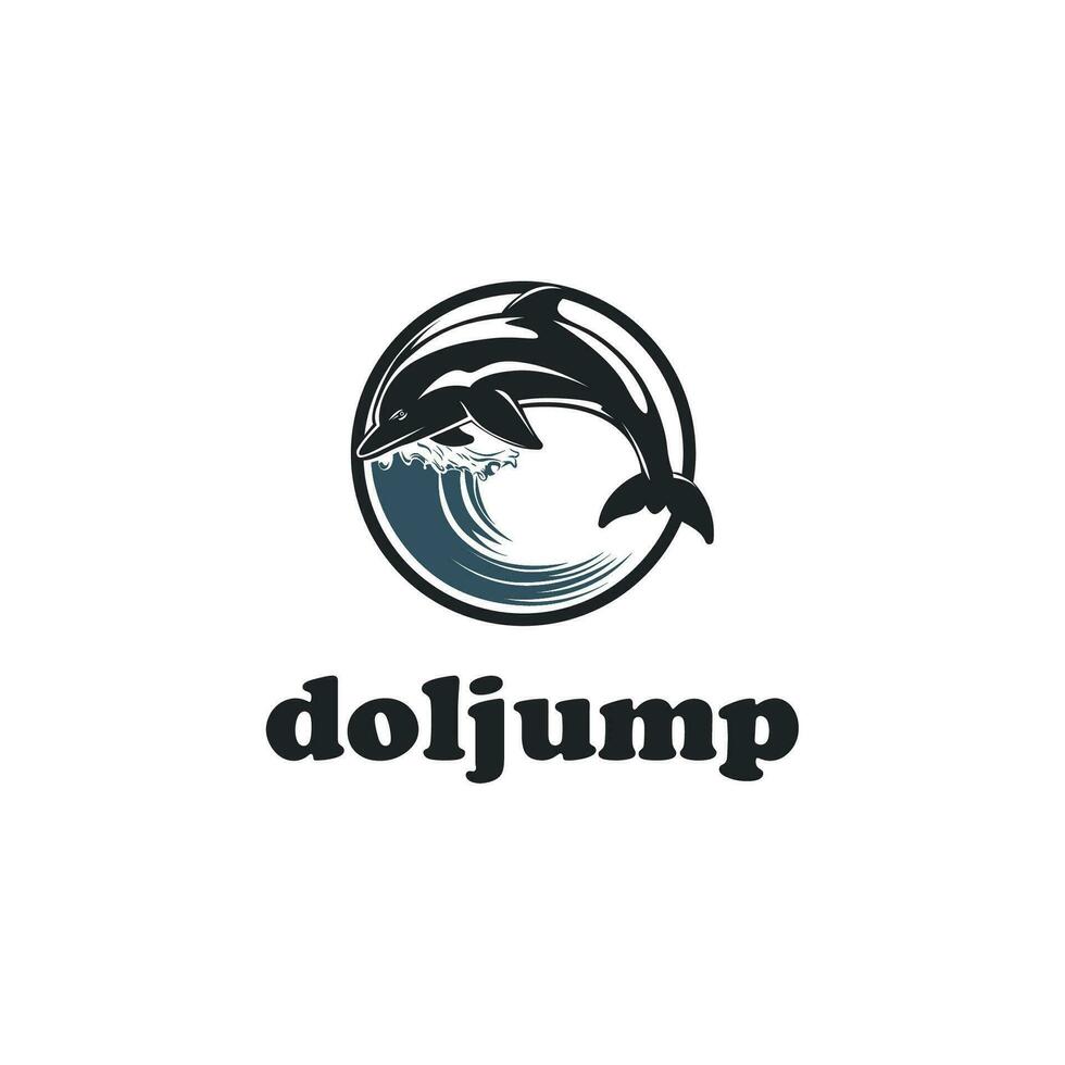 delfini saltare al di sopra di il onde icona logo design modello. delfino nuoto nel il mare vettore illustrazione