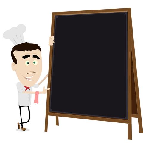 Cuoco Chef Holding A Blackboard vettore