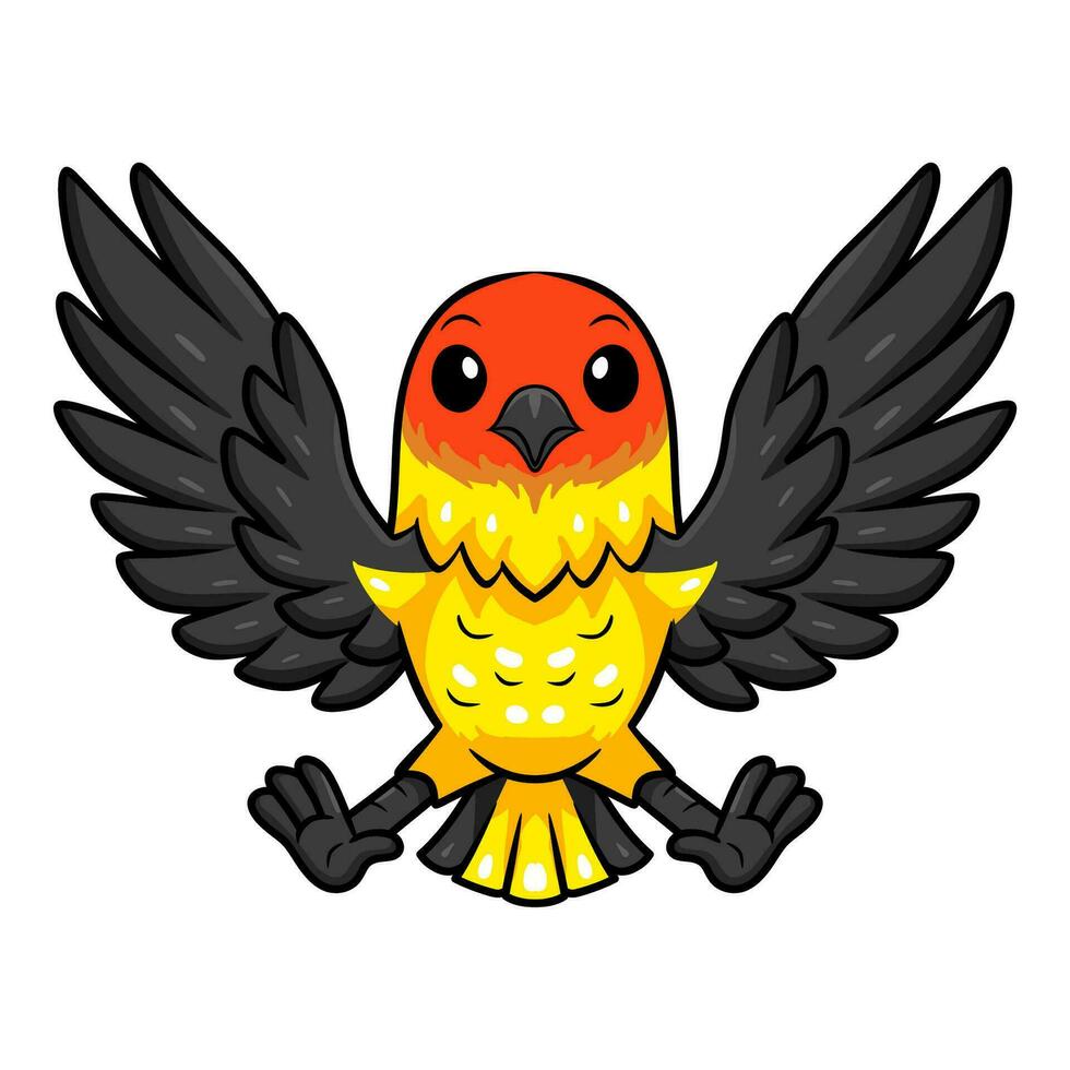 carino occidentale tanager uccello cartone animato volante vettore