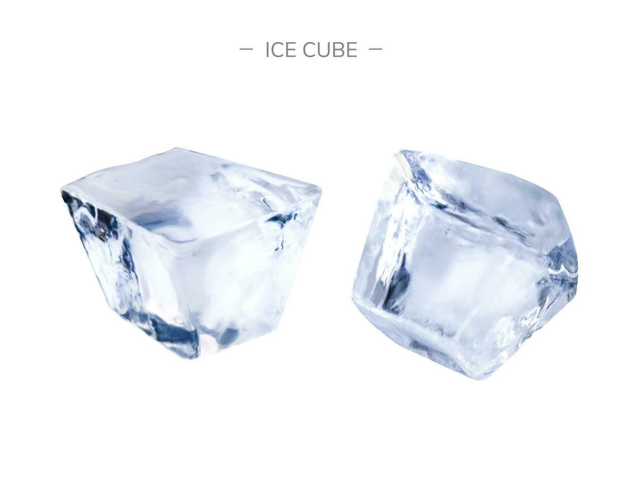 chiaro ghiaccio cubi isolato su bianca sfondo nel 3d illustrazione vettore