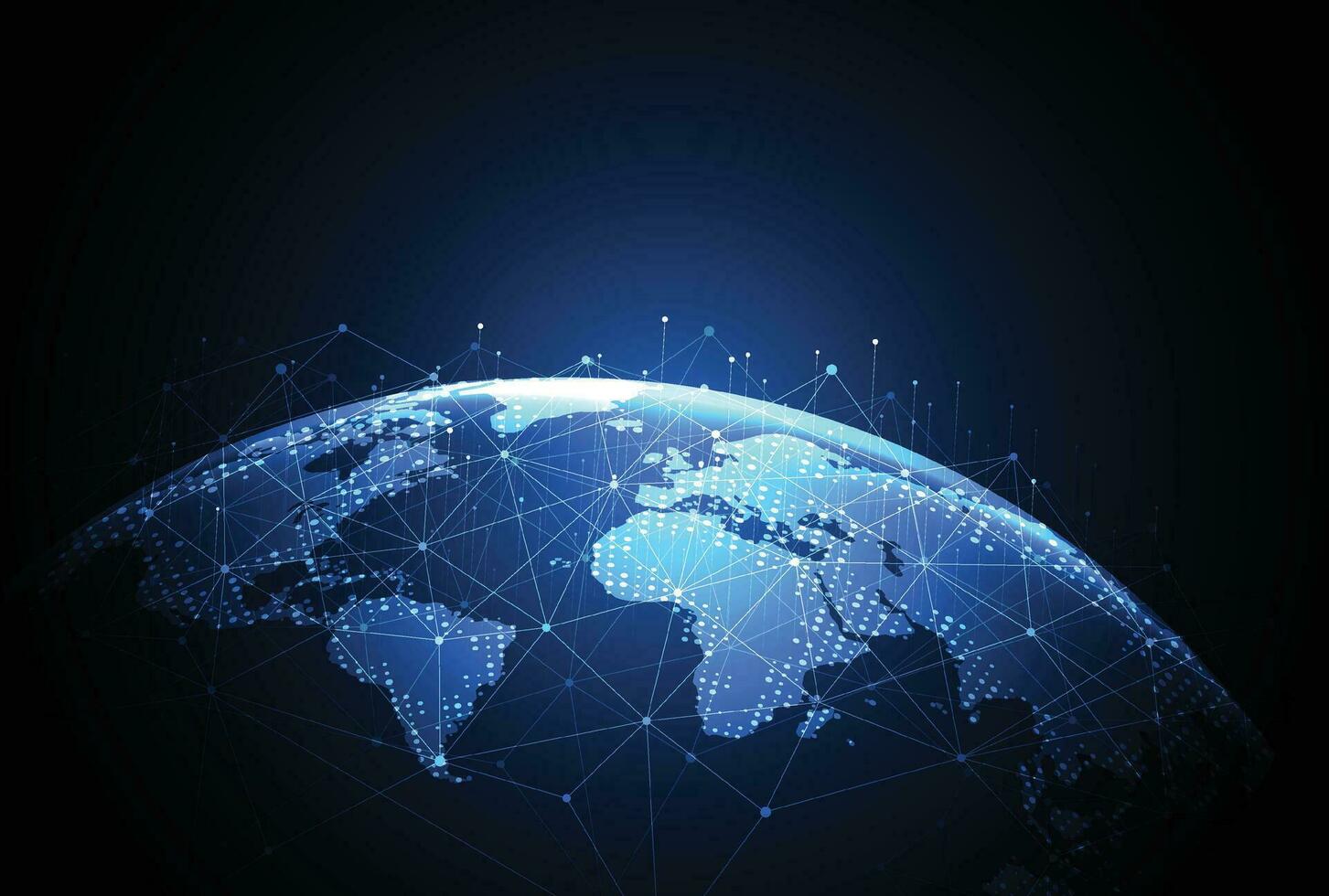 connessione di rete globale. punto della mappa del mondo e concetto di composizione della linea del business globale. illustrazione vettoriale