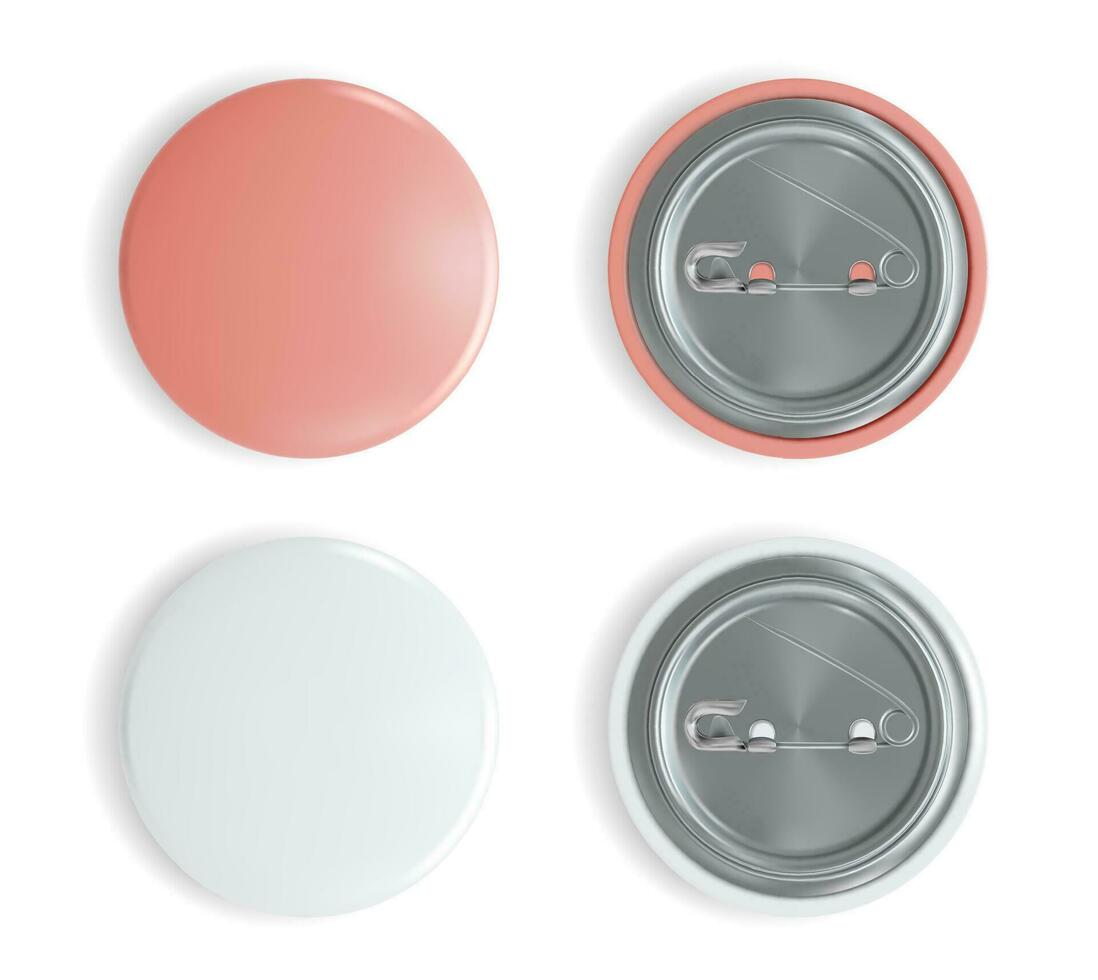 realistico dettagliato 3d diverso vuoto badge perno pulsante impostare. vettore