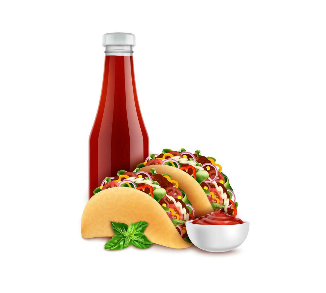 realistico dettagliato 3d taco messicano cibo. vettore