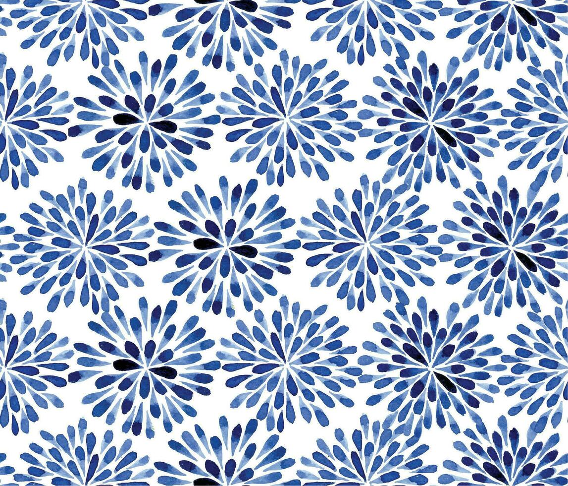 acquerello senza soluzione di continuità modello con astratto blu fiori. orientale ornamento vettore