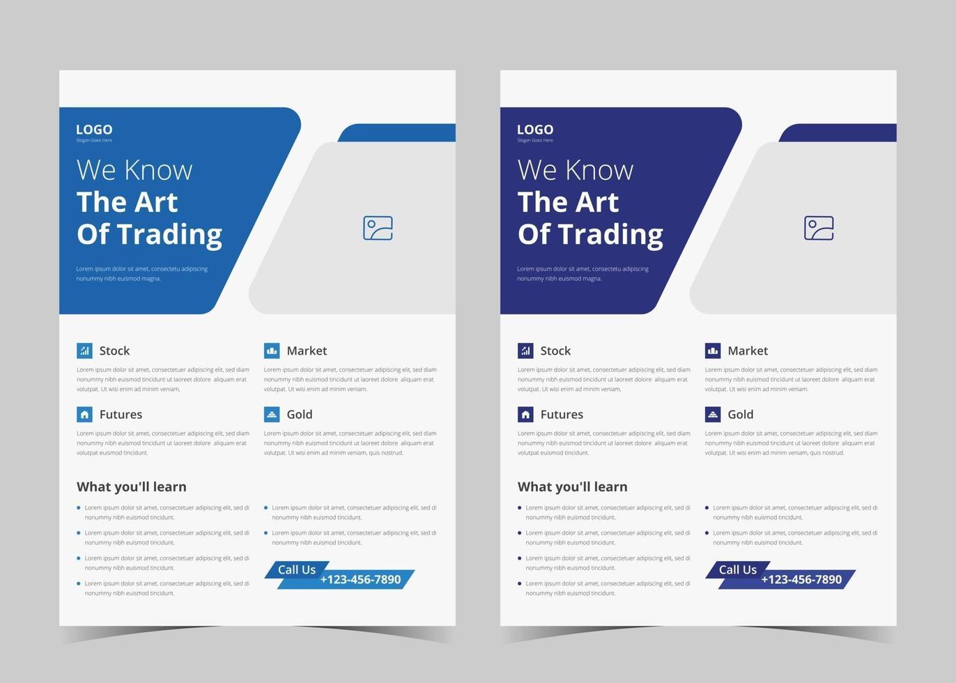 modello di volantino di trading finanziario. progettazione del volantino della rete commerciale. modello di poster del servizio di investimento vettore