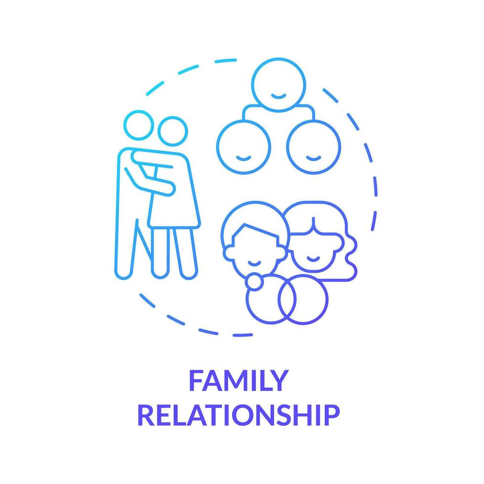 famiglia relazione blu pendenza concetto icona. membri legame e allegati. genogrammi informazione astratto idea magro linea illustrazione. isolato schema disegno vettore