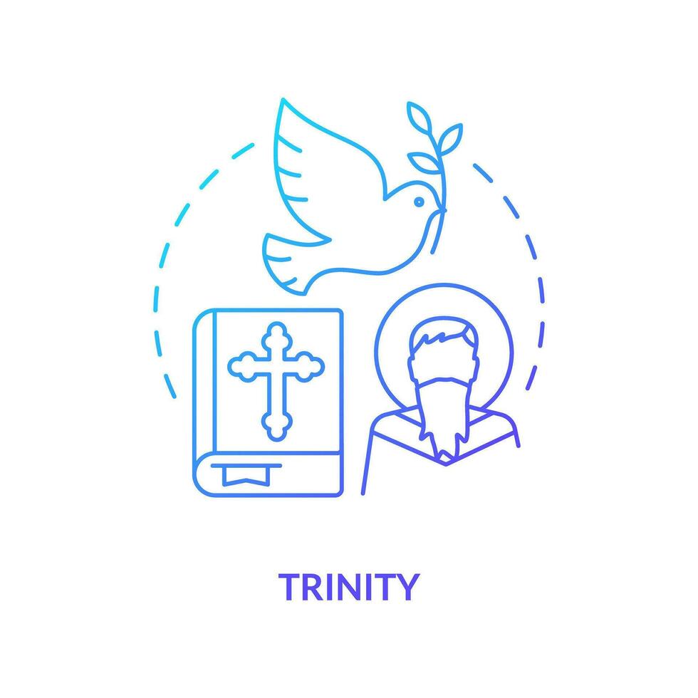 Trinità blu pendenza concetto icona. Dio comprendente tre distinto. sopravvissuto personalità. cristiano credenza astratto idea magro linea illustrazione. isolato schema disegno vettore