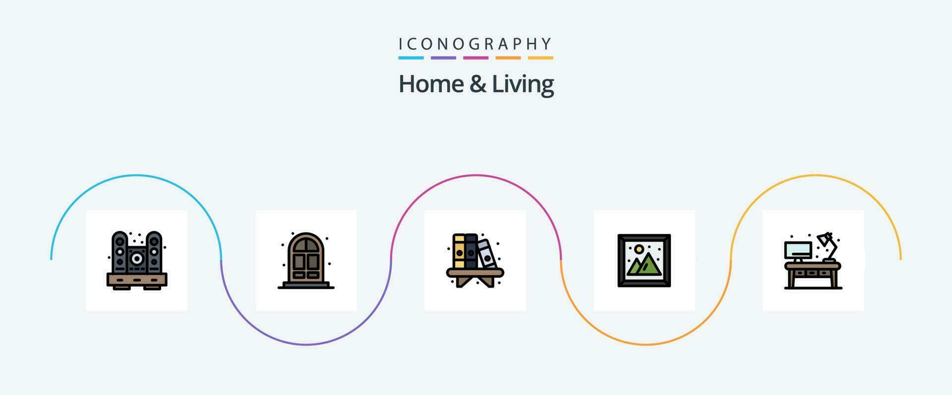 casa e vivente linea pieno piatto 5 icona imballare Compreso vita. immagine. casa. vita. Immagine vettore