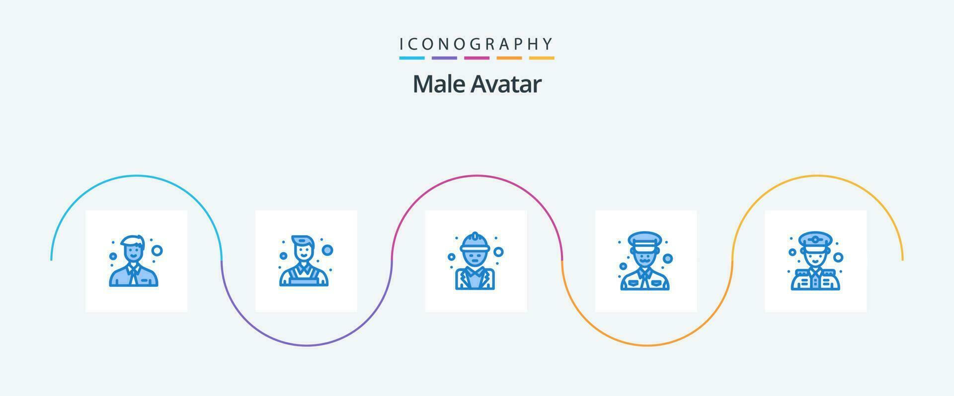 maschio avatar blu 5 icona imballare Compreso . uomo. lavoro duro e faticoso. Polizia Stradale. militare vettore