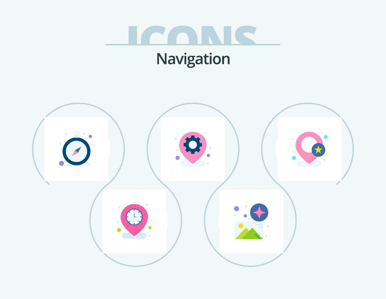 navigazione piatto icona imballare 5 icona design. geo. spillo. Posizione. carta geografica. GPS vettore