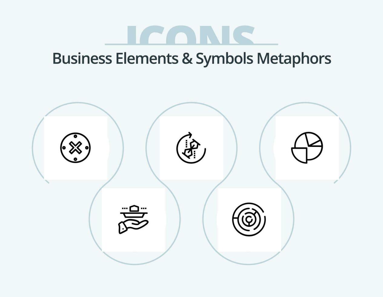 attività commerciale elementi e simboli metafore linea icona imballare 5 icona design. obbiettivo. approvato. nube. tic tac. server vettore