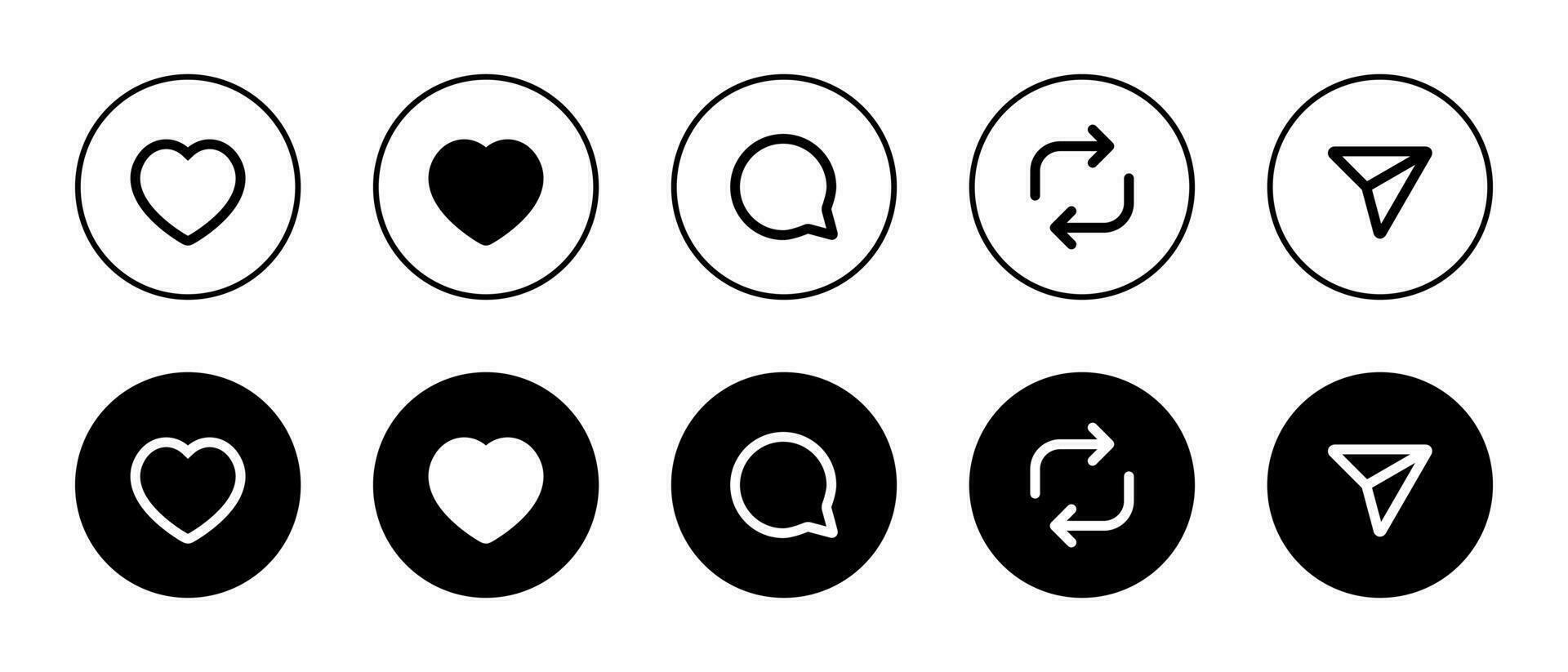 piace, commento, ripubblicare, e Condividere icona. sociale media elementi ispirato di discussioni app. vettore illustrazione