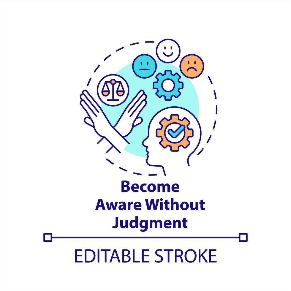 diventare consapevole senza giudizio concetto icona. rimuovere limiti a partire dal alto livello mentalita mancia astratto idea magro linea illustrazione. isolato schema disegno. modificabile ictus vettore
