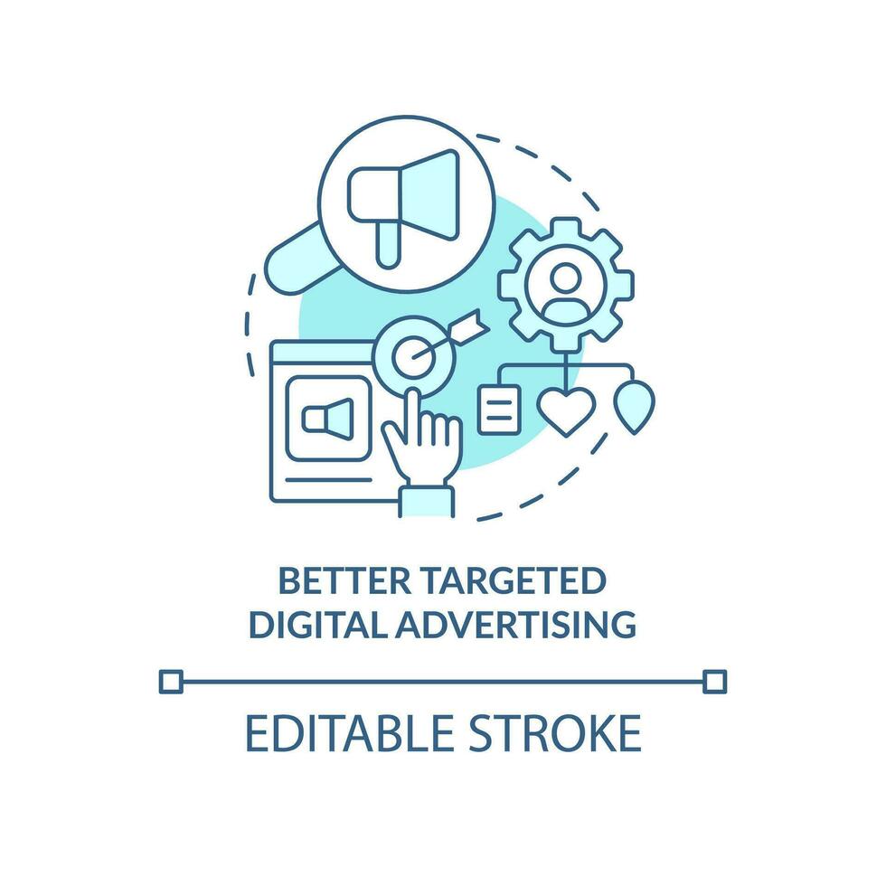 meglio mirati digitale pubblicità blu concetto icona. mercato segmentazione beneficiare astratto idea magro linea illustrazione. isolato schema disegno. modificabile ictus vettore