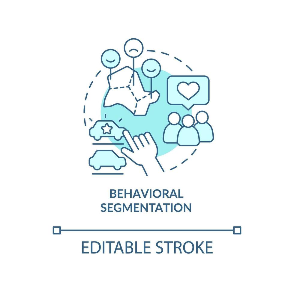 comportamentale segmentazione blu concetto icone impostare. cliente. genere di mercato segmentazione astratto idea magro linea illustrazione. isolato schema disegno. modificabile ictus vettore