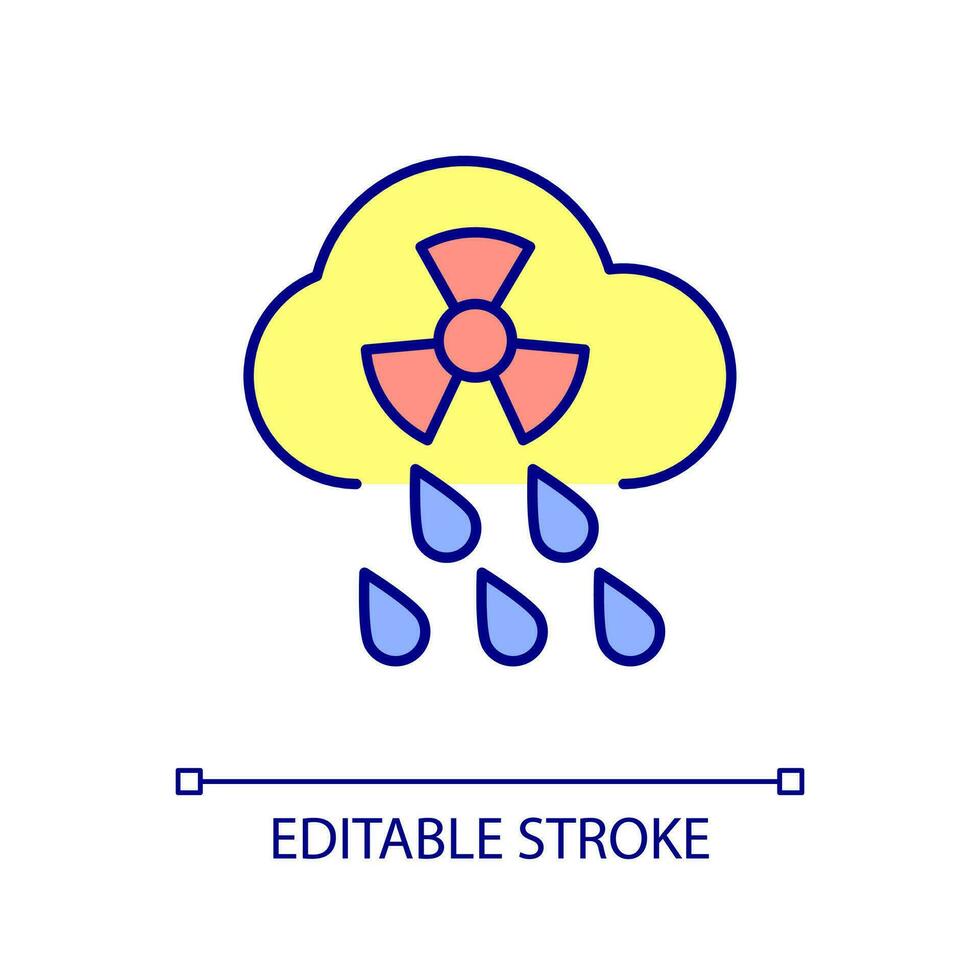 radioattivo detriti rgb colore icona. nucleare incidente effetto. ambiente contaminazione processi. isolato vettore illustrazione. semplice pieno linea disegno. modificabile accarezzato