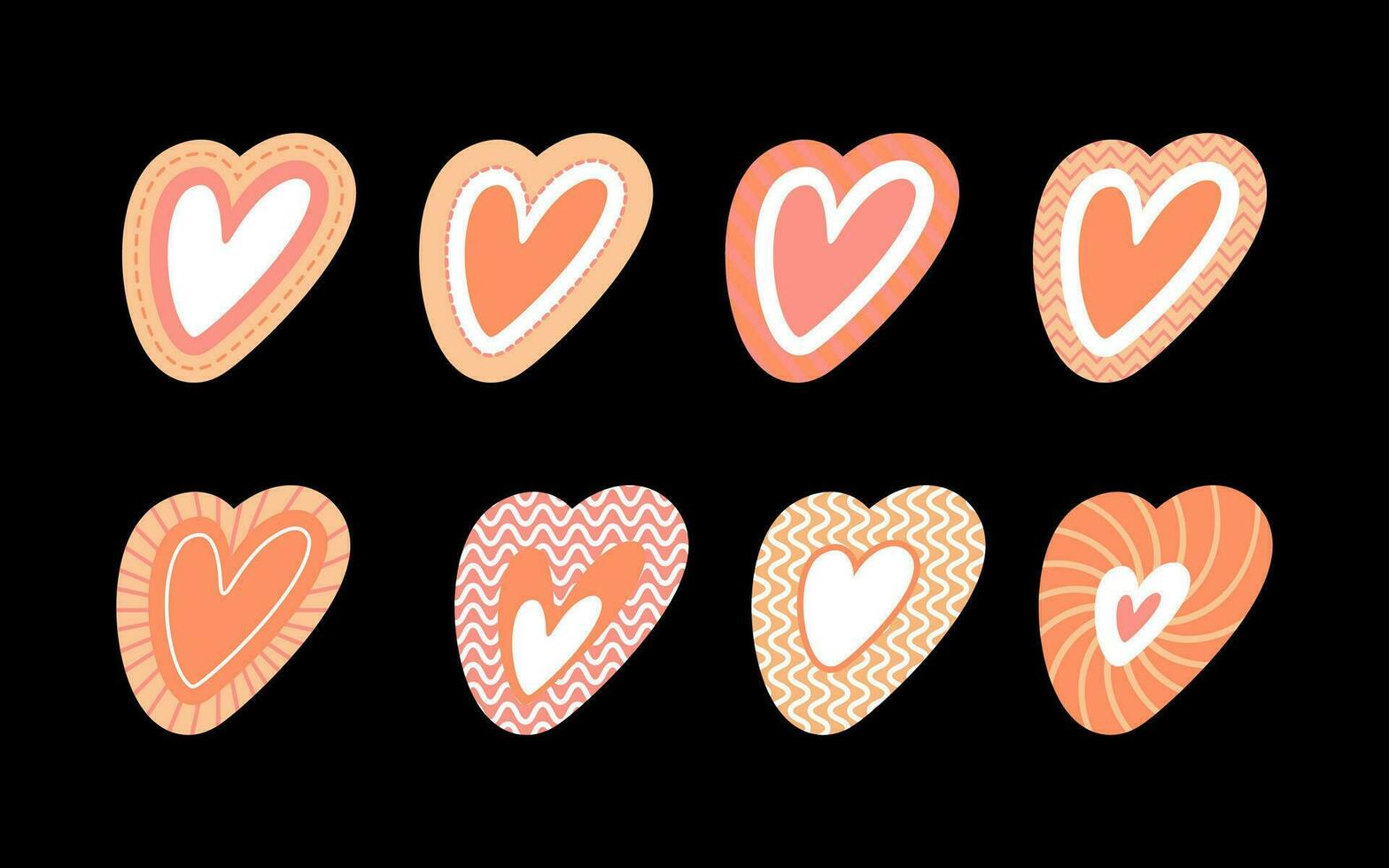 impostato di cuore etichetta, amore simbolo per sociale reti. cartone animato piatto vettore illustrazioni