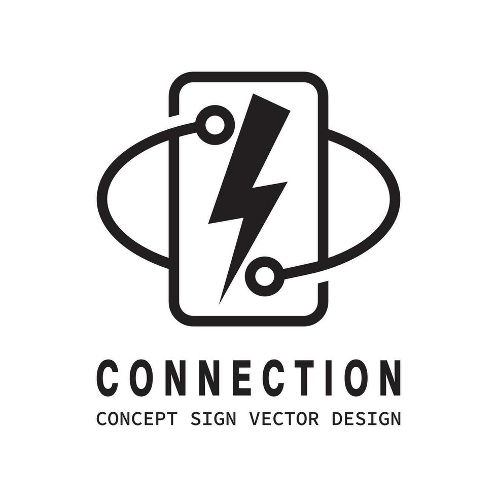 Rete connessione concetto logo design. fulmine energia energia linea icona. aziendale identità. vettore illustrazione.