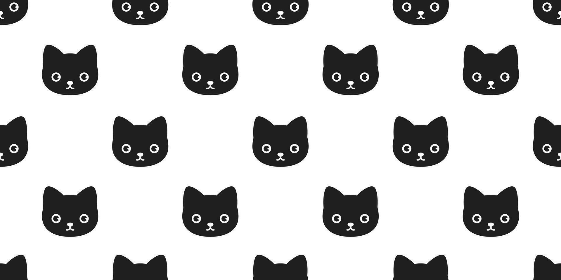 gatto senza soluzione di continuità modello vettore animale domestico gattino calicò ripetere sfondo sciarpa isolato piastrella sfondo nero