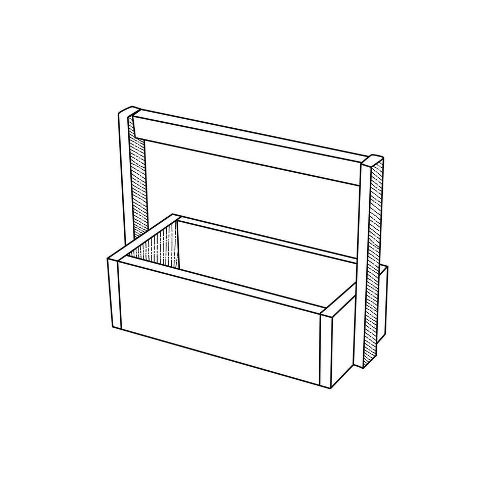 di legno scatola linea semplice mobilia disegno, elemento grafico illustrazione modello vettore