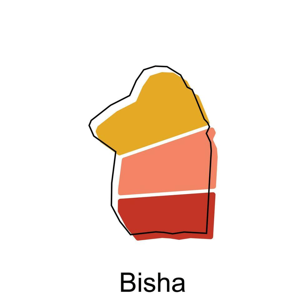 carta geografica di bisha design modello, mondo carta geografica internazionale vettore modello con schema grafico schizzo stile isolato su bianca sfondo