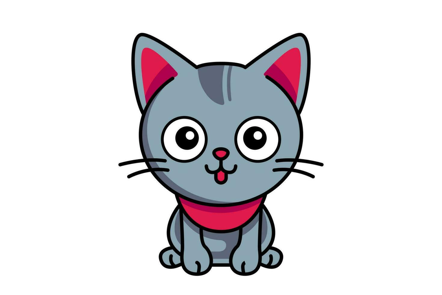 carino gatto clipart, vettore illustrazione. cartone animato gattino icona e logo. divertimento gattino etichetta, design elemento, di moda Stampa Immagine.