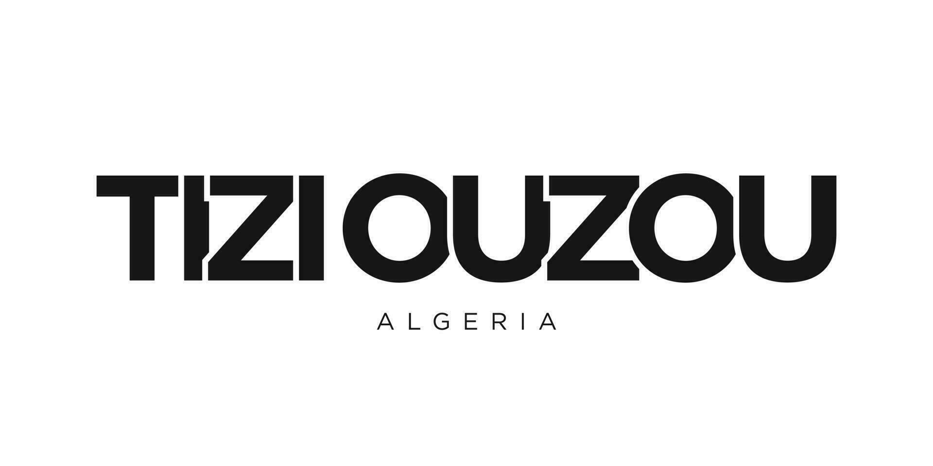 tizi ouzou nel il algeria emblema. il design Caratteristiche un' geometrico stile, vettore illustrazione con grassetto tipografia nel un' moderno font. il grafico slogan scritta.