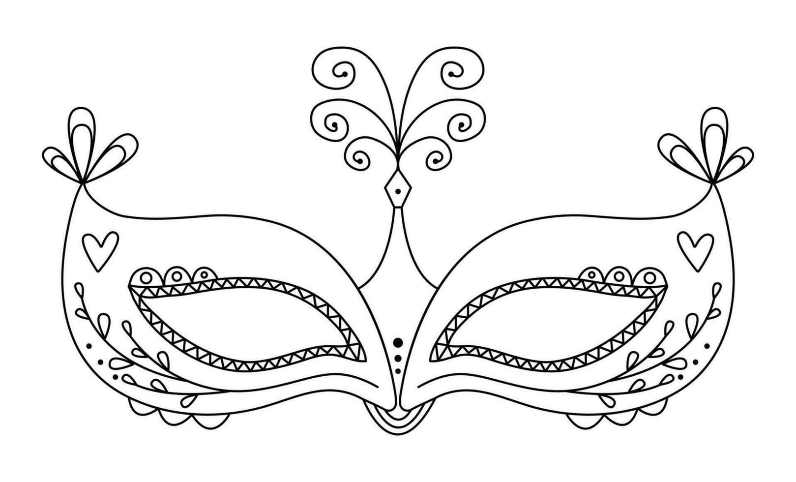 masquerade maschera per carnevale nero linea illustrazione vettore
