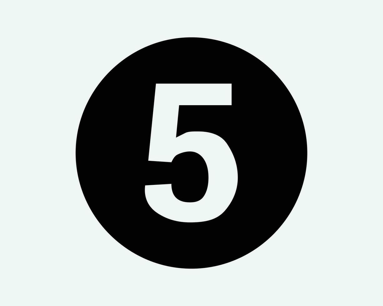 numero cinque icona. 5 il giro cerchio cifra lettera contare giù contatore numerale 5 ° matematica cartello simbolo nero opera d'arte grafico illustrazione clipart eps vettore