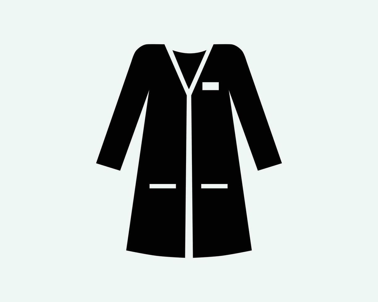 laboratorio cappotto laboratorio capi di abbigliamento medico uniforme scienziato nero bianca silhouette simbolo icona cartello grafico clipart opera d'arte illustrazione pittogramma vettore