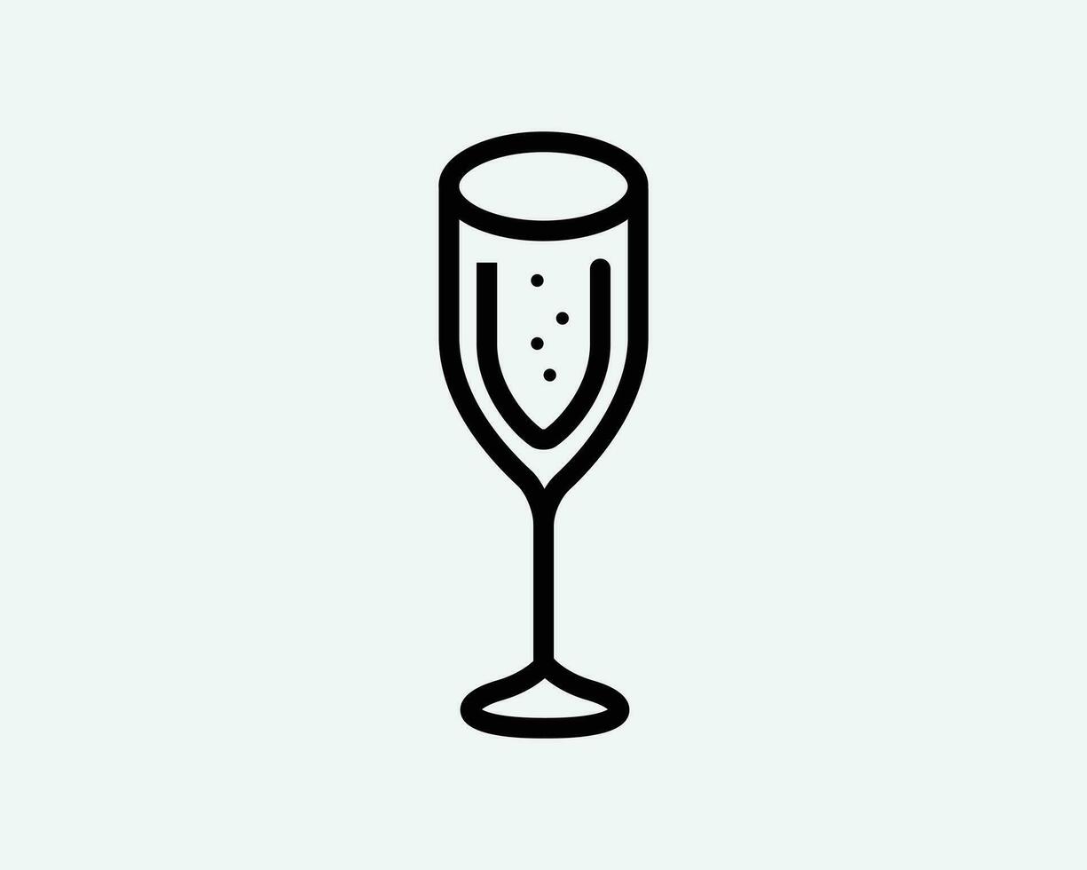 Champagne bicchiere icona alcool festa scintillante vino bevanda bicchiere di vino crostini celebrare cartello simbolo nero opera d'arte grafico illustrazione clipart eps vettore
