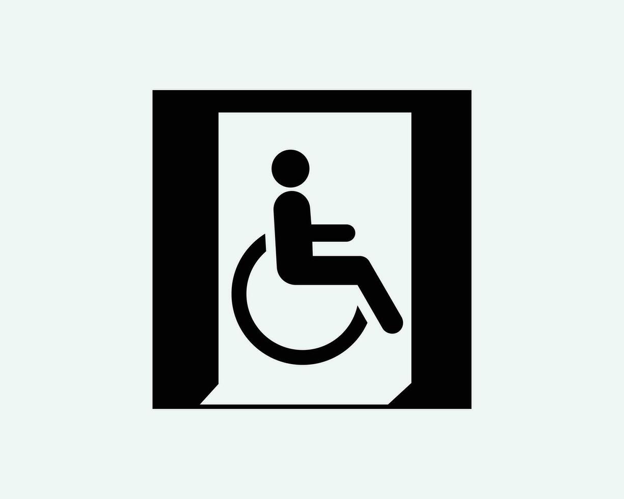 Uscita per il Disabilitato persona persone sedia a rotelle accesso nero bianca silhouette cartello simbolo icona grafico clipart opera d'arte illustrazione pittogramma vettore