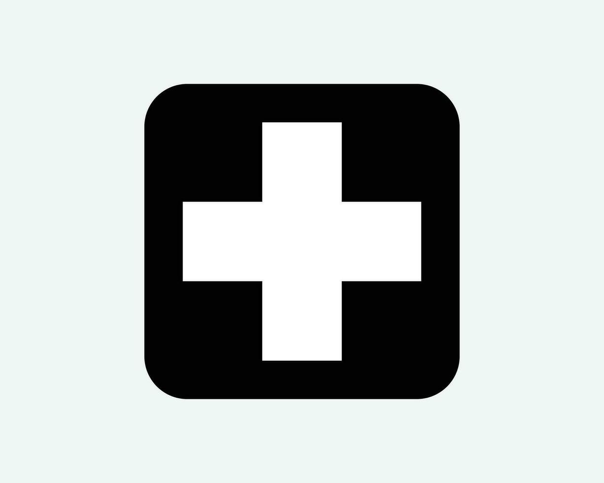 primo aiuto attraversare simbolo medico emergenza umanitario cura nero bianca silhouette cartello icona vettore grafico clipart illustrazione opera d'arte pittogramma