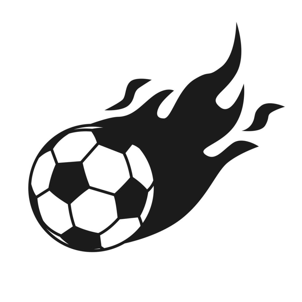 calcio calcio palla con fiamma fuoco effetto cartone animato vettore piatto arte design illustrazione modello gratuito modificabile