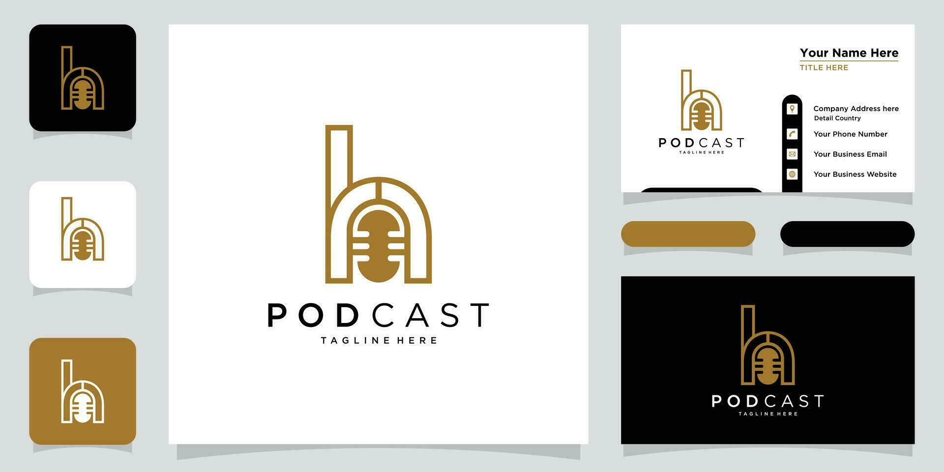lettera h con Podcast logo modello illustrazione vettore