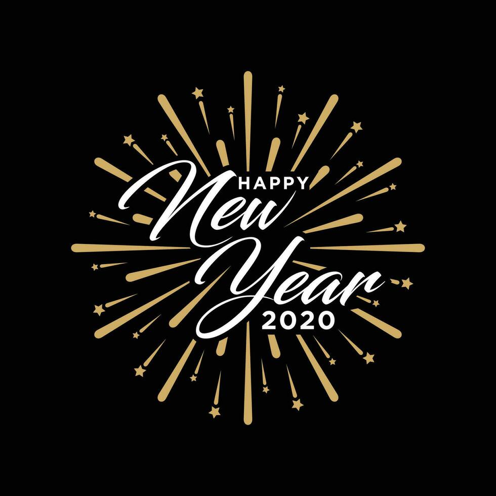 contento nuovo anno 2020 mano lettering vettore