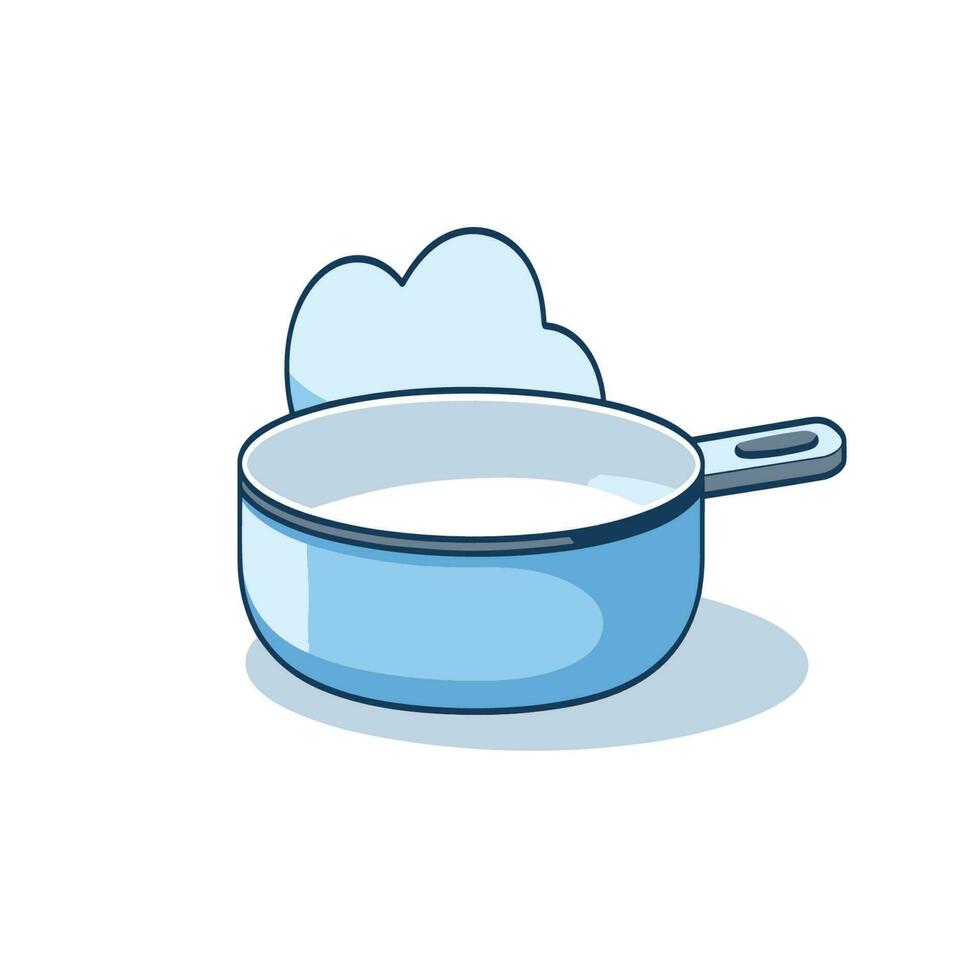 vettore di un' piatto icona di un' blu padella con un' nube su superiore di esso