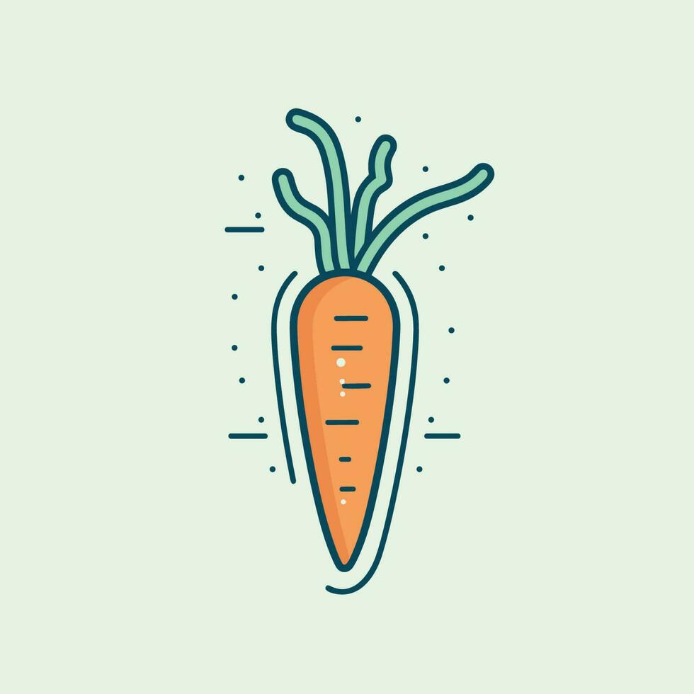 vettore di un' fresco carota con suo verde gambo intatto
