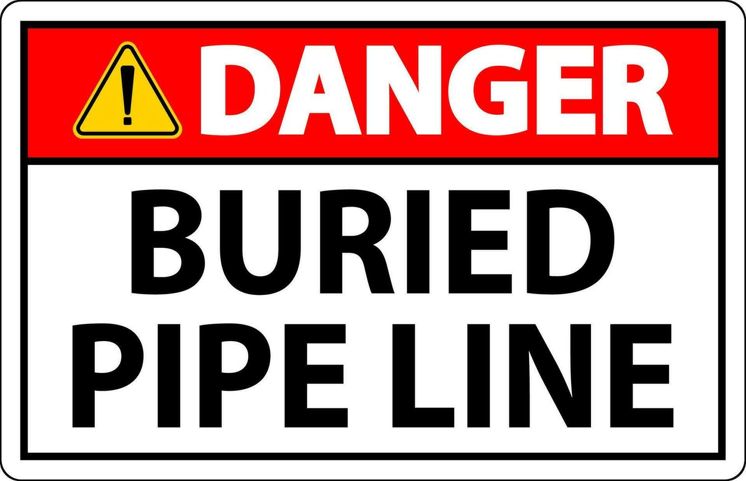 Pericolo cartello sepolto tubo linea su bianca sfondo vettore
